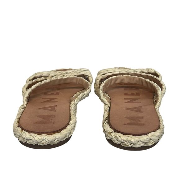 MANEBI | Cream Natural Raffia Flat Sandals Slip On Slides Women’s 7 - Picture 9 of 11